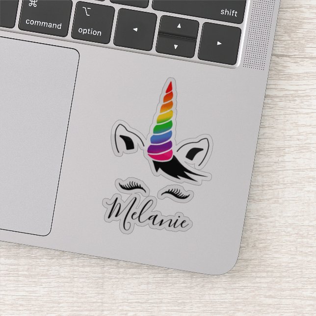 Pegatina Glam Rainbow Unicorn Nombre (Detalle)
