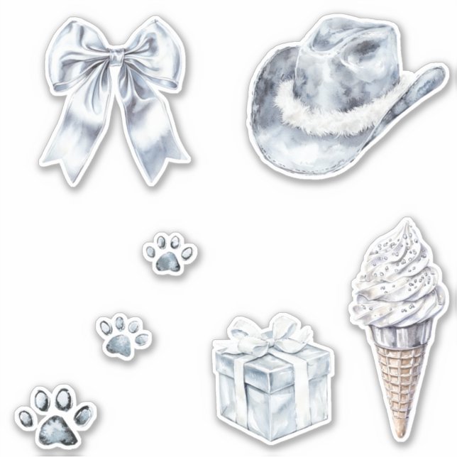 Pegatina Glam Silver Bow (Anverso)