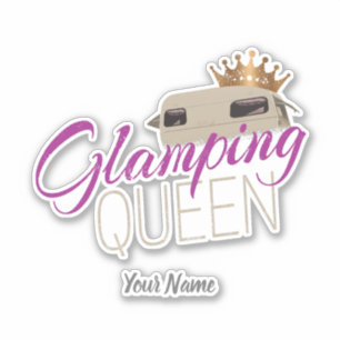 Pegatina Glamour Queen Camping con caravanas vintage
