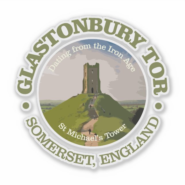 Pegatina Glastonbury Tor (Anverso)