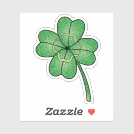 Pegatina Glitter Four Leaf Clover Custom-Cut Vinyl Stickers