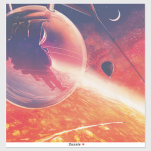 Pegatina Globo aerostático extremo en infierno volcánico