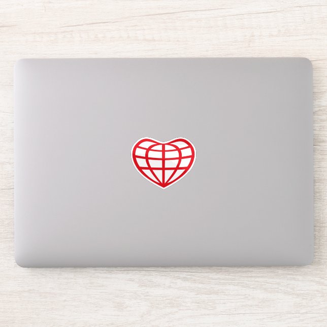 Pegatina Globo terráqueo en forma de corazón Amor (Ordenador)