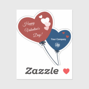 Pegatina Globos de dos corazones de feliz día de San Valent