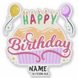 Pegatina Globos y velas personalizadas Feliz cumpleaños