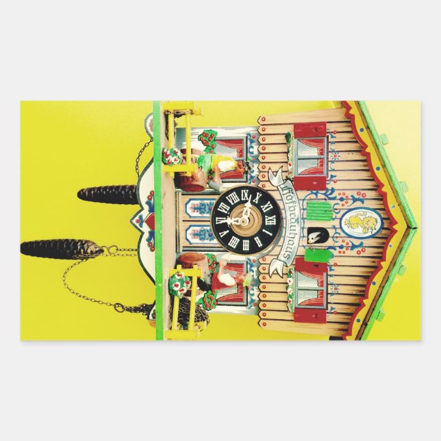 Pegatina gloso rectangular Cuckoo Clock (Anverso)