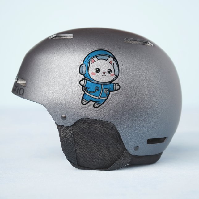 Pegatina Glossy Transparent -Cute Astronaut Cat 4x4 (Lado del casco)