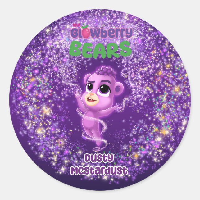 Pegatina Glowberry Bears Dusty MCstarpolvo (Anverso)