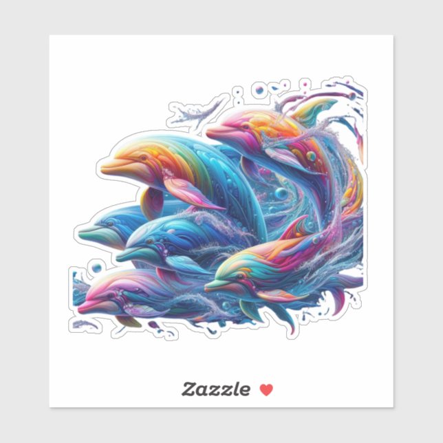 Pegatina Glowing Dolphin Art (Hoja)