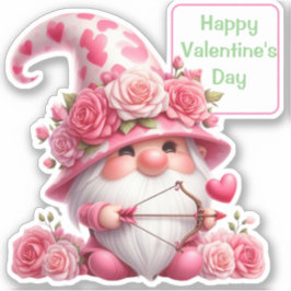Pegatina Gnome rosa Valentine Cupido Contorno