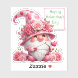 Pegatina Gnome rosa Valentine Cupido Contorno