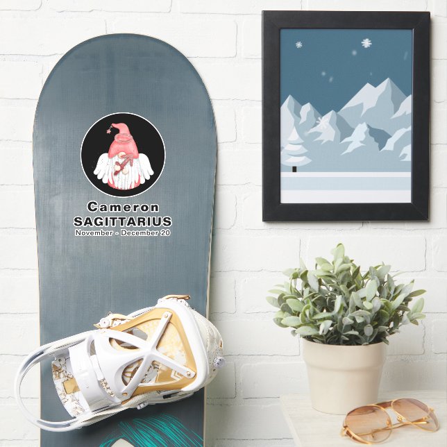 Pegatina Gnome Sagittarius Astrología Rótulo Angel 8" Vinyl (snowboard)