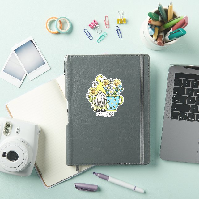 Pegatina Gnome y girasoles "Sé amable" personalizado (Funda para iPad)