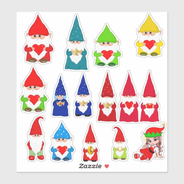 Pegatina Gnomes de Navidades diversos (Hoja)