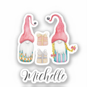 Pegatina Gnomes de regalo de Navidad de época corta