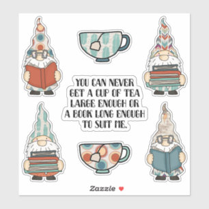 Pegatina Gnomes, libros y té