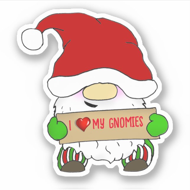 Pegatina Gnomo Con Sombrero De Santa Navidad (Anverso)