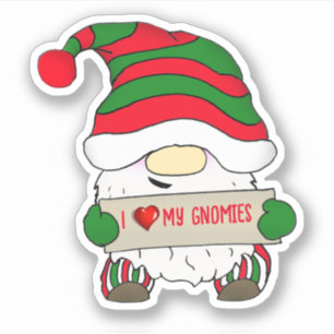 Pegatina Gnomo con sombrero verde y blanco Navidad