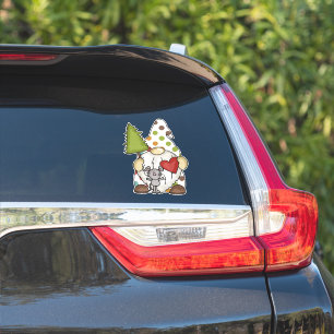 Pegatina Gnomo de jardín con amigo ratón divertido coche