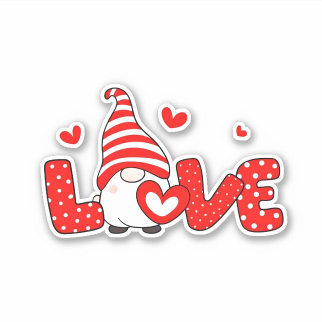 Pegatina Gnomo del día de San Valentín lindo (Anverso)