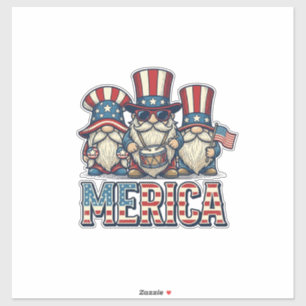Pegatina Gnomo Patriótico Merica Diseño Vector Vintage_1