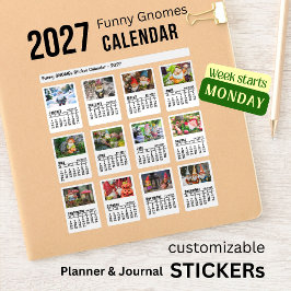 Pegatina Gnomos Divertidos 2027 Calendario de Fotos Persona