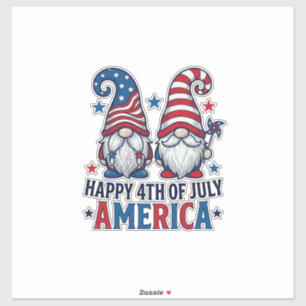 Pegatina Gnomos Patrióticos Feliz 4 de Julio Camiseta Améri