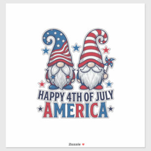 Pegatina Gnomos Patrióticos Feliz 4 de Julio Camiseta Améri