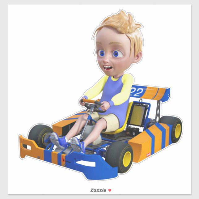 Pegatina Go-Kart Boy (Hoja)