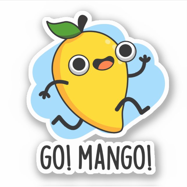 Pegatina Go Mango Funny Running Mango Pun (Anverso)