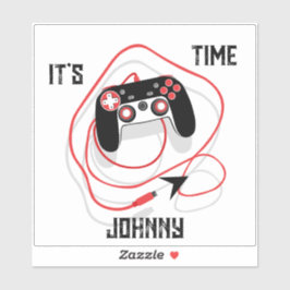 Pegatina Go Play Video Game Gamer Joystick Red Black White.