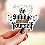 Pegatina Go Smudge Yourself Funny Vinyl<br><div class="desc">Este gracioso pegatina presenta la frase "Vete a empujarte" con palos de mancha y cristales. Perfecto para los amantes de la limpieza espiritual y con sentido del humor. Este pegatina de vinilo duradero es genial para laptops, botellas de agua y más. ¡Muestra tu amor por el autocuidado y las buenas...</div>