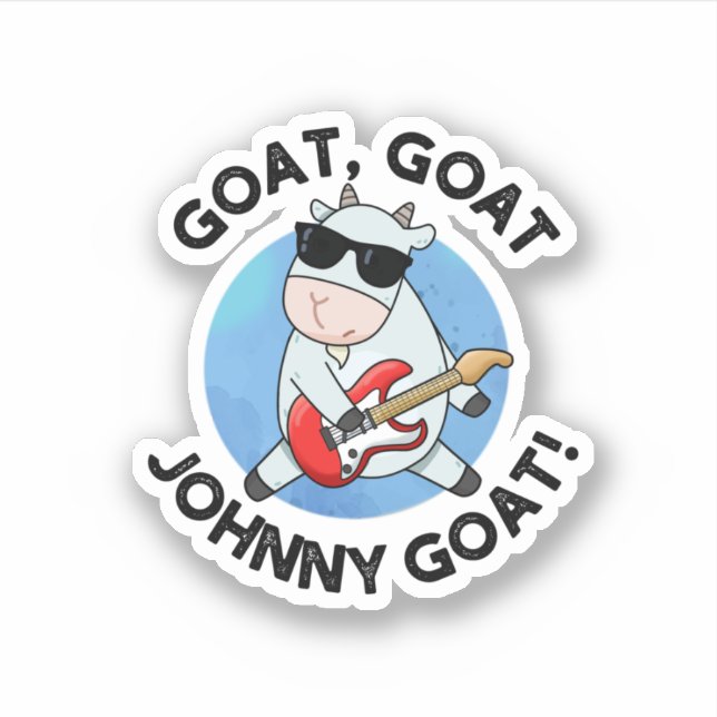 Pegatina Goat Johnny Goat Funny Music Animal Pun (Anverso)