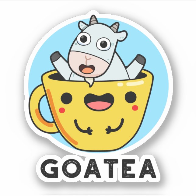 Pegatina Goatea Funny Goat Tea Pun (Anverso)