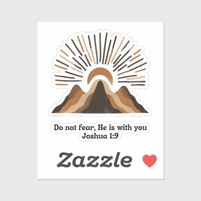 Pegatina God is with you – Joshua 1:9 | Boho mountains, min (Hoja)