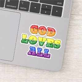 Pegatina "God Loves All" Gay/LGBTQIA+/Queer Christian Pride