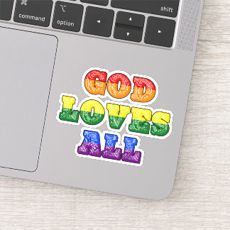 Pegatina "God Loves All" Gay/LGBTQIA+/Queer Christian Pride