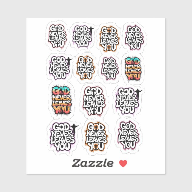 Pegatina "God Never Leaves You" Christian Temporary Tattoos (Hoja)