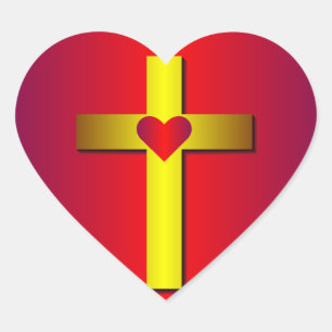 Pegatina Gold Cross Heart