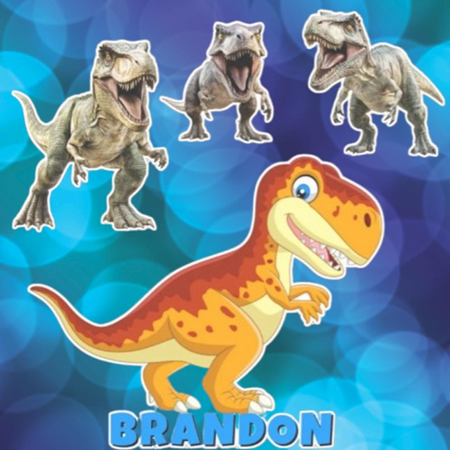 Pegatina  Gold Dinosaur Personalized Name (Create a unique touch with our Gold Dinosaur Personalized Name Sticker. )