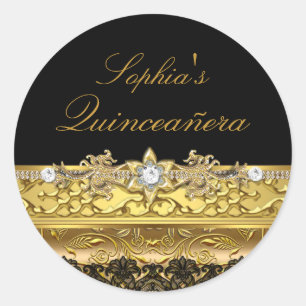 Pegatina Gold Floral & Lace Quinceanera