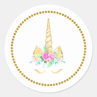 Pegatina Gold Floral Unicorn
