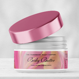 Pegatina Gold Foil and Pink Body Butter Jar Label 1 x 7