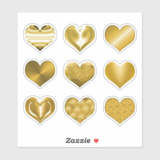 Pegatina Gold Hearts Faux Metallic Set de 9 Love