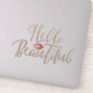 Pegatina Gold Hello Beautiful Lips