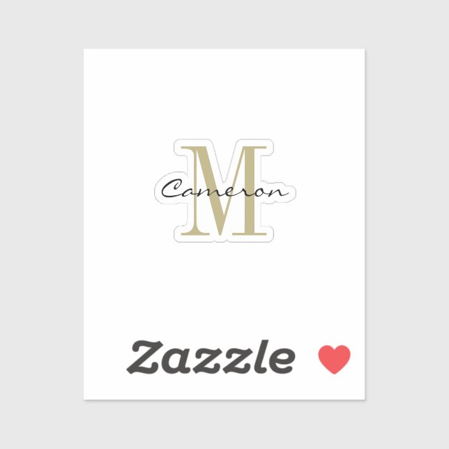 Pegatina Gold Monogram Initial and Name Personalized (Hoja)