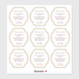 Pegatina Gold Rustic Boho Chic Wildflower Wedding Thank You