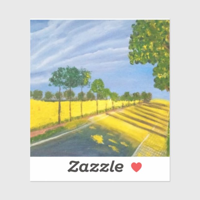 Pegatina Golden Fields and Path (Hoja)