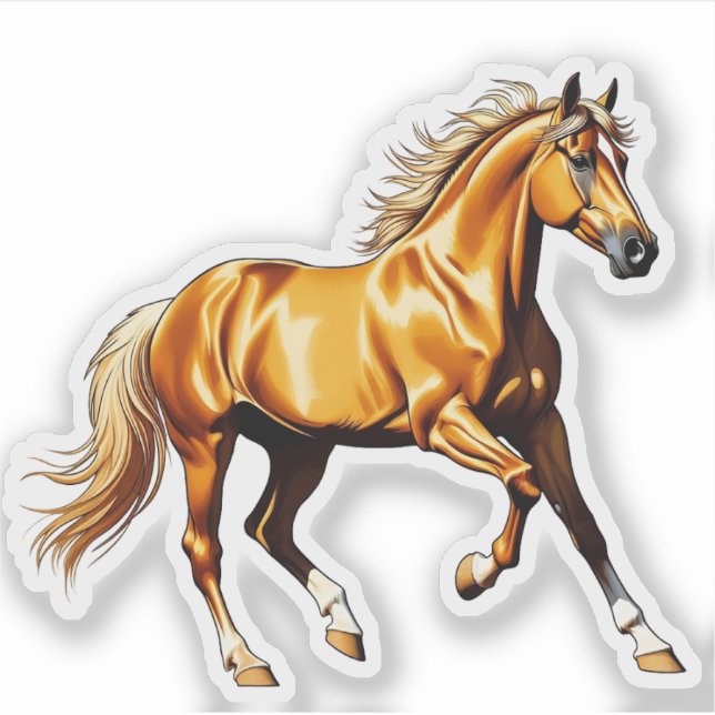 Pegatina Golden Galloping Horse Sticker Illustration (Anverso)