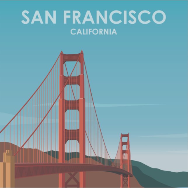 Pegatina Golden Gate Bridge San Francisco Vintage Travel (Anverso)